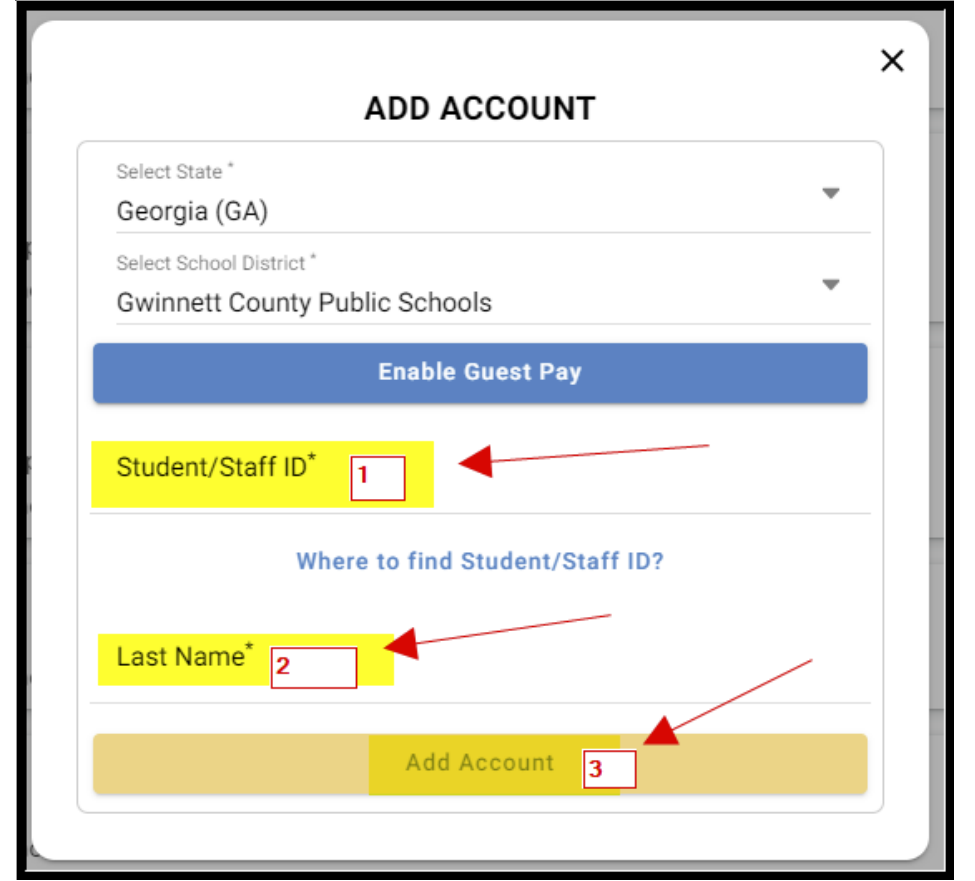 Add Account option